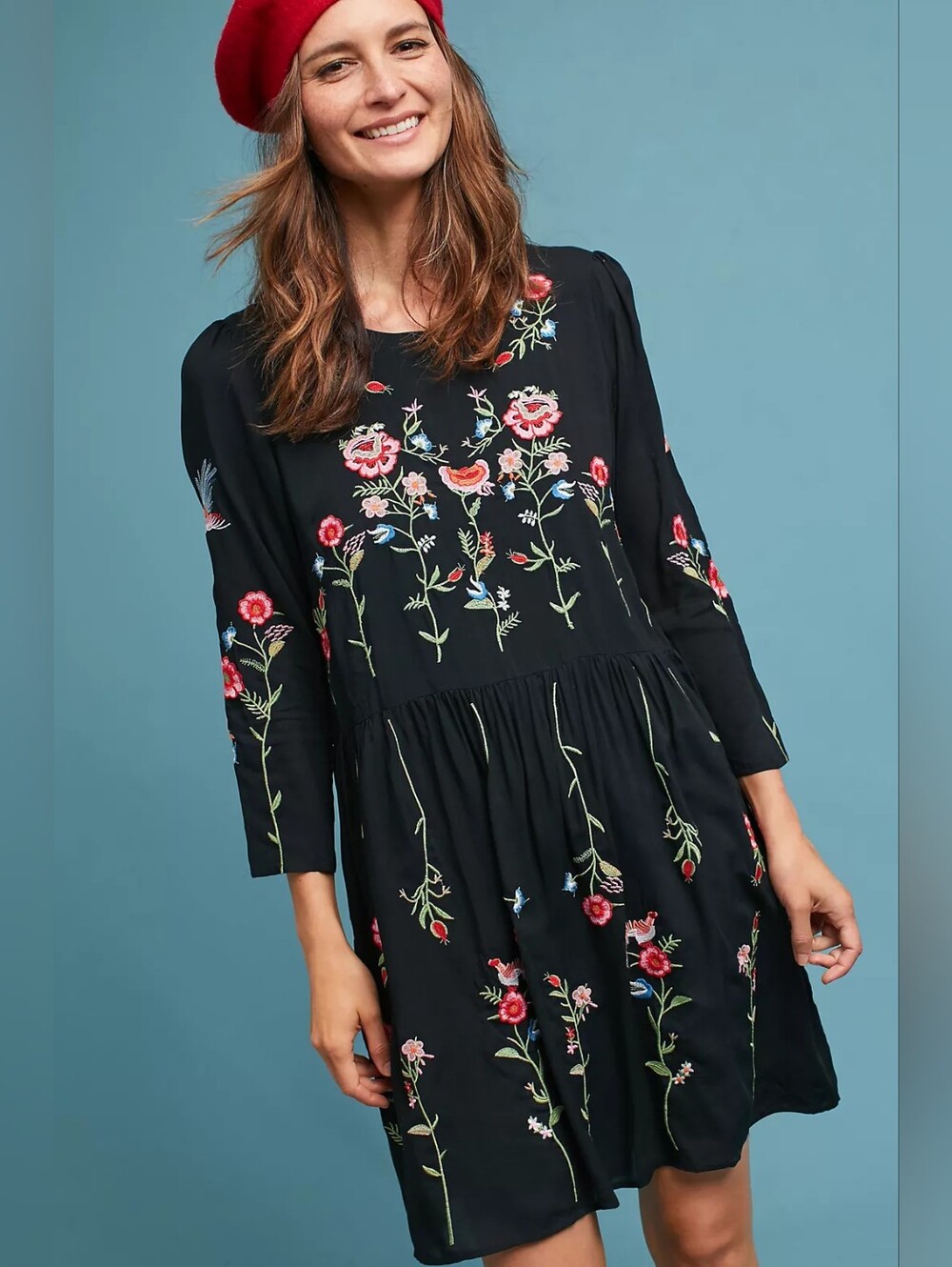 Anthropologie Maeve Allison Embroidered Tunic Dress PTP 22" Approx XL